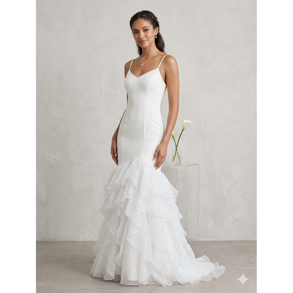 Lulus Extravagance White Ruffled Organza Mermaid Maxi Wedding Dress 10 Romantic